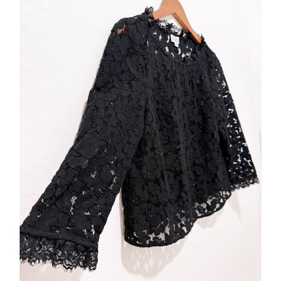 Alice Temperley London Black Lace Designer Top Sheer Floral Elegant Formal 8 M - Picture 3 of 5